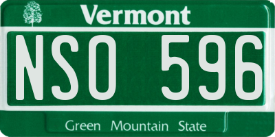 VT license plate NSO596