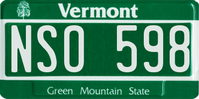 VT license plate NSO598