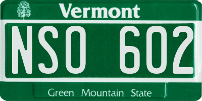 VT license plate NSO602