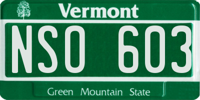 VT license plate NSO603