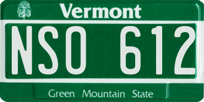 VT license plate NSO612