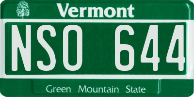 VT license plate NSO644