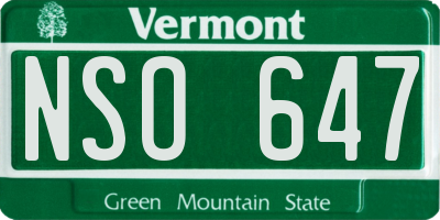 VT license plate NSO647