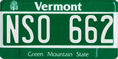 VT license plate NSO662