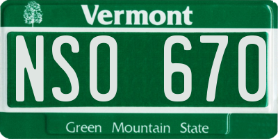 VT license plate NSO670
