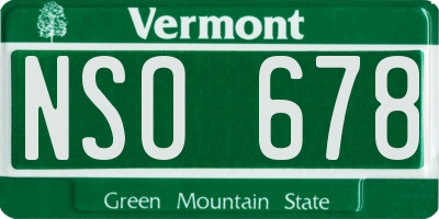 VT license plate NSO678