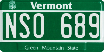VT license plate NSO689