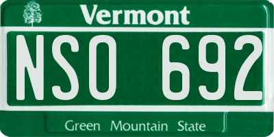 VT license plate NSO692