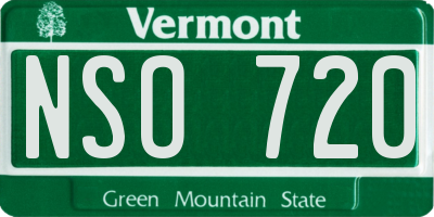 VT license plate NSO720