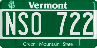 VT license plate NSO722