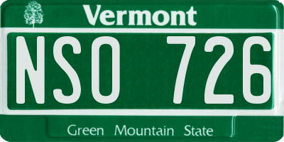 VT license plate NSO726