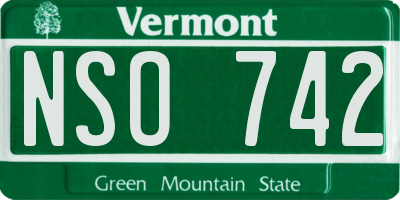 VT license plate NSO742