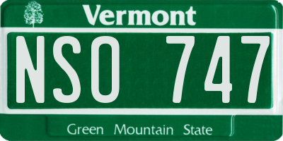 VT license plate NSO747