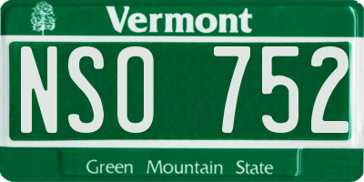 VT license plate NSO752