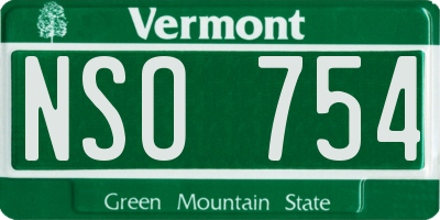 VT license plate NSO754