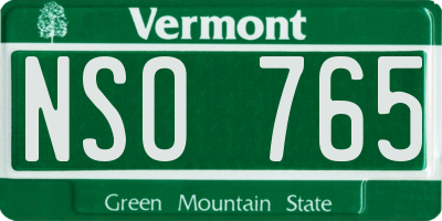 VT license plate NSO765