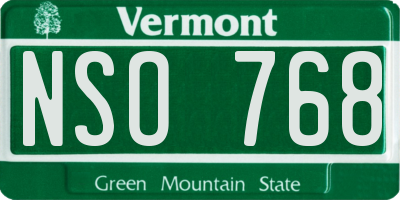 VT license plate NSO768