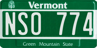 VT license plate NSO774