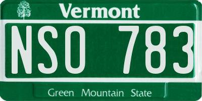 VT license plate NSO783