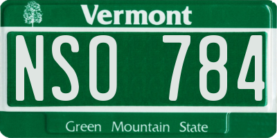 VT license plate NSO784