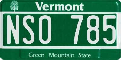 VT license plate NSO785