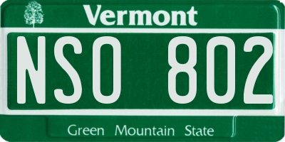 VT license plate NSO802