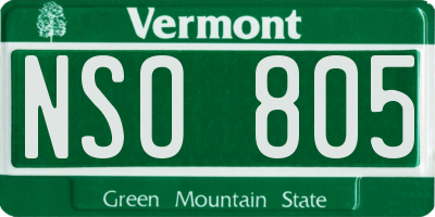 VT license plate NSO805