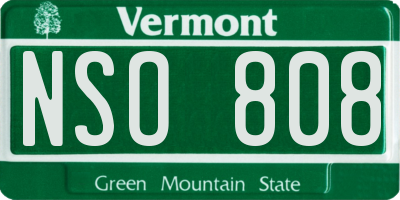 VT license plate NSO808