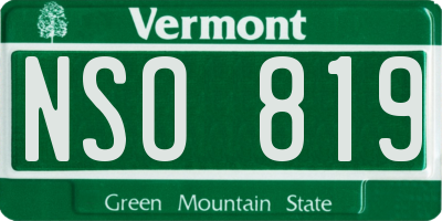 VT license plate NSO819