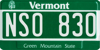 VT license plate NSO830