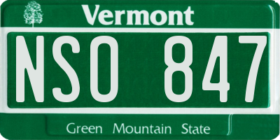 VT license plate NSO847