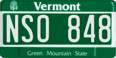 VT license plate NSO848