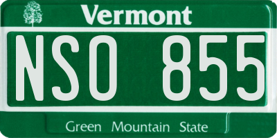 VT license plate NSO855