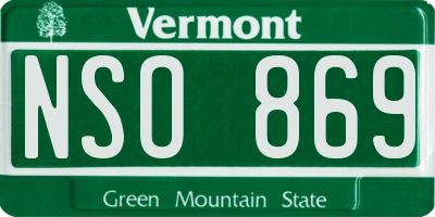 VT license plate NSO869