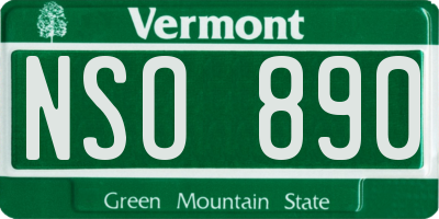 VT license plate NSO890