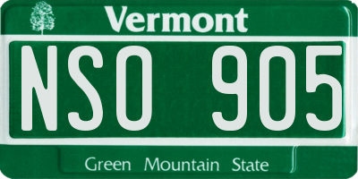 VT license plate NSO905