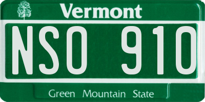 VT license plate NSO910