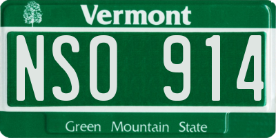VT license plate NSO914