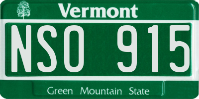 VT license plate NSO915
