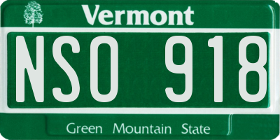 VT license plate NSO918
