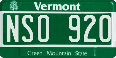 VT license plate NSO920