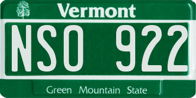 VT license plate NSO922