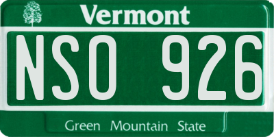 VT license plate NSO926