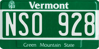 VT license plate NSO928