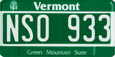 VT license plate NSO933