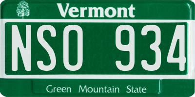 VT license plate NSO934