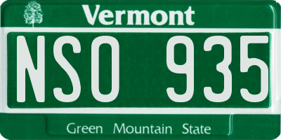 VT license plate NSO935