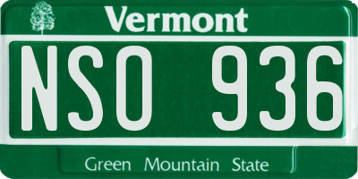 VT license plate NSO936