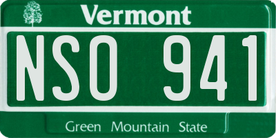 VT license plate NSO941