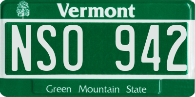 VT license plate NSO942